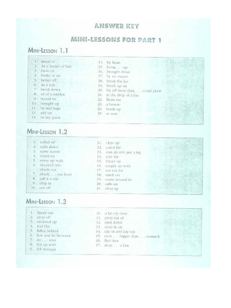 Mini Lessons 1 (Answer Key) (Red) | PDF