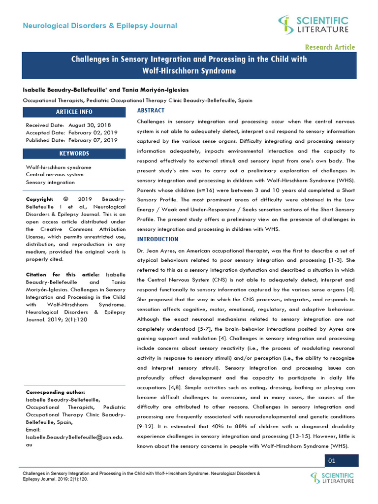 Challenges in Sensory Integration and Processing in The Child With ...