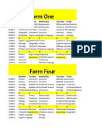 Provisional Time Table