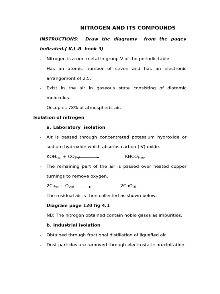 Nitrogen and Its Compounds Overview | PDF | Nitrogen | Nitric Acid