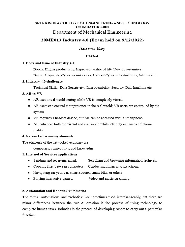 Industry 4 0 answer key pdf machine learning cloud computing