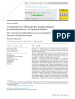 Evaluation Et Effiacité Des Psychothérapies Psychanalytiques Et de La Psychanalyse