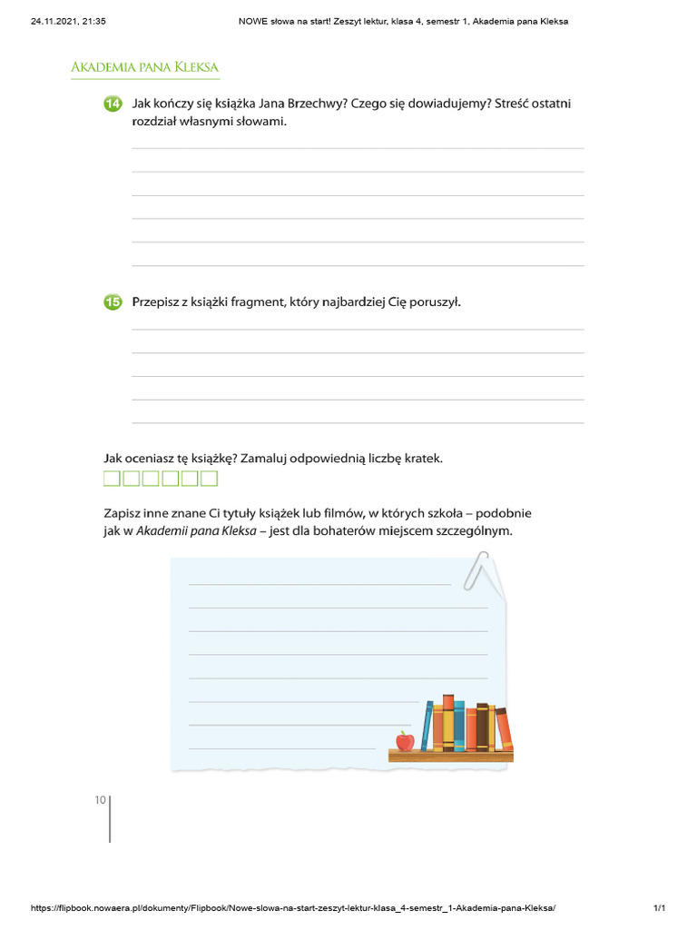Praca Klasowa Z Akademii Pana Kleksa Kl 4 Zeszyt Lektur Klasa 4 Akademia Pana Kleksa Str. 7 | PDF
