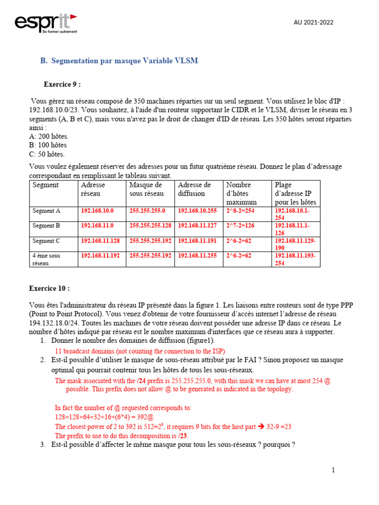 Plan d'adressage réseau VLSM et CIDR | PDF | Adresse IP | I Pv6