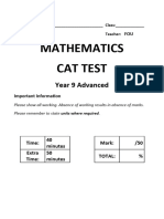 2021 Year 9ADV Test 7 Algebra 2
