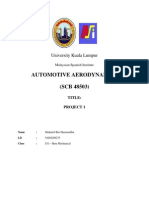 Automotive Aerodynamics (SCB 48503) : University Kuala Lumpur