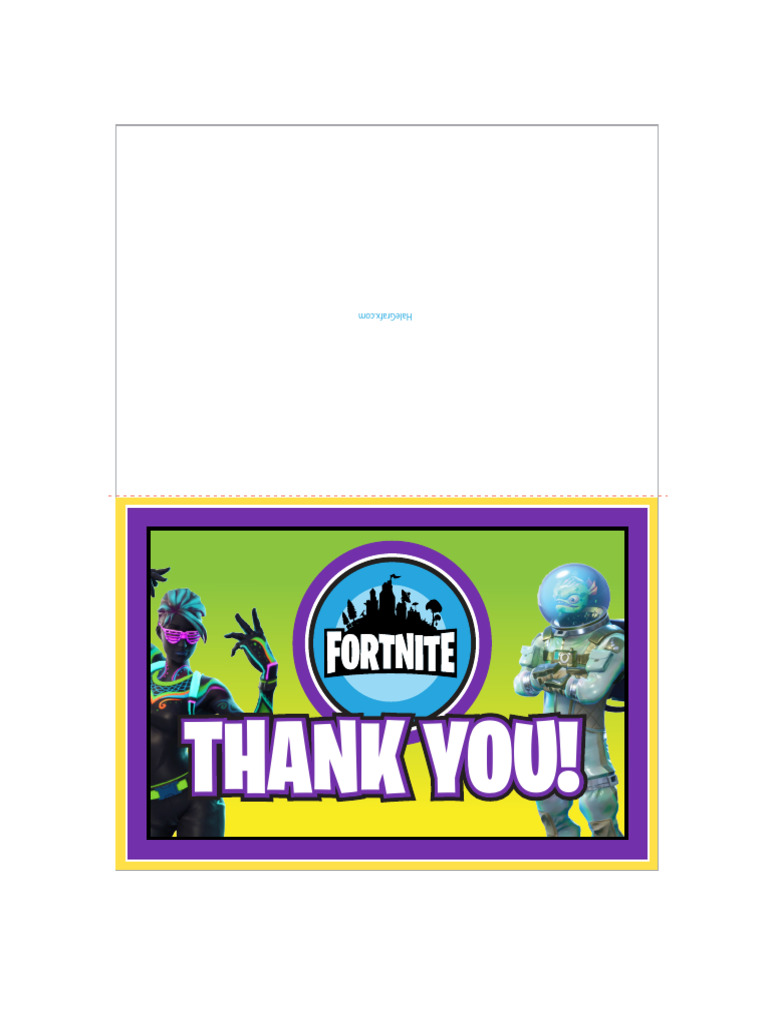 Fortnite Thank You Card | PDF