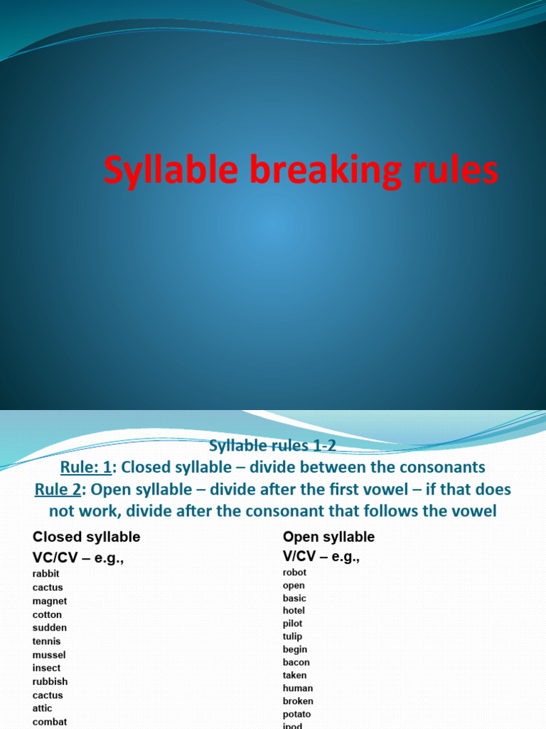 Syllable Breaking Rules