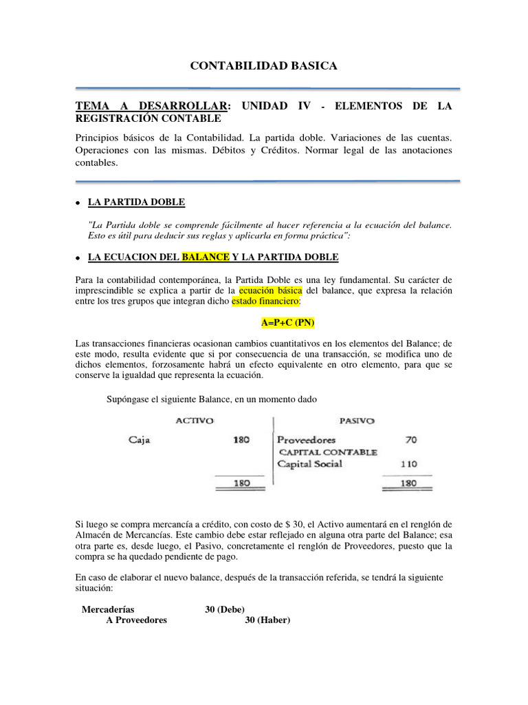 La Partida Doble | PDF | Contabilidad | Hoja de balance