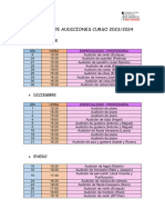 Cuadrante Audiciones Curso 2023