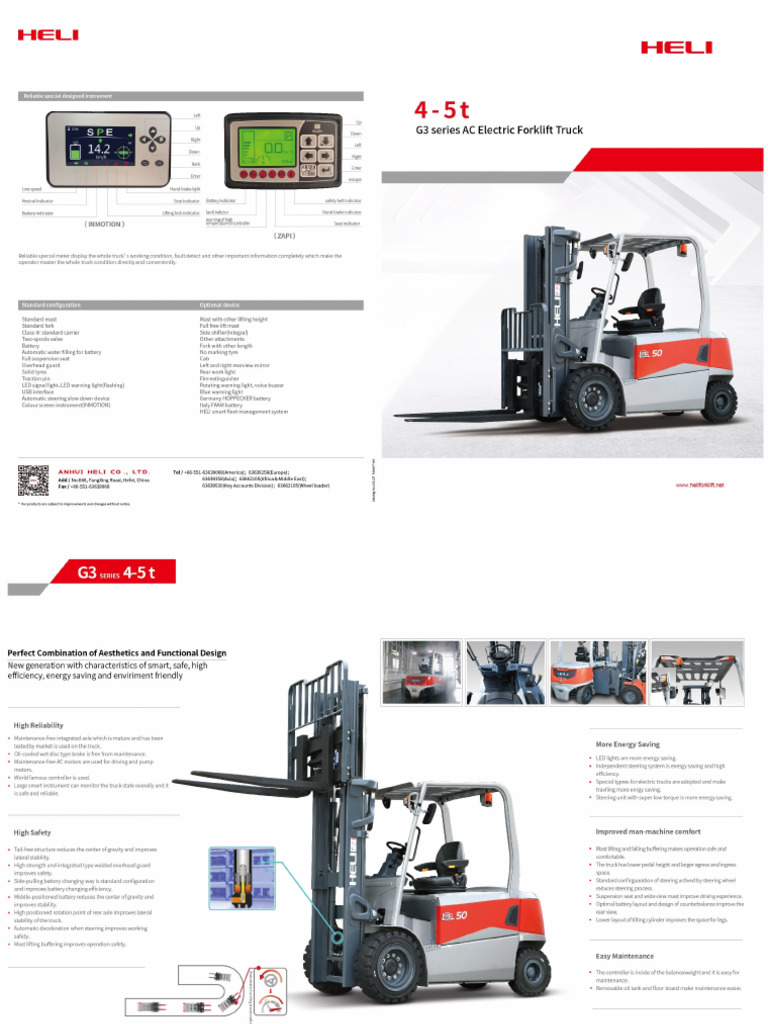 G3 Series 4 5T Electric Forklift | PDF