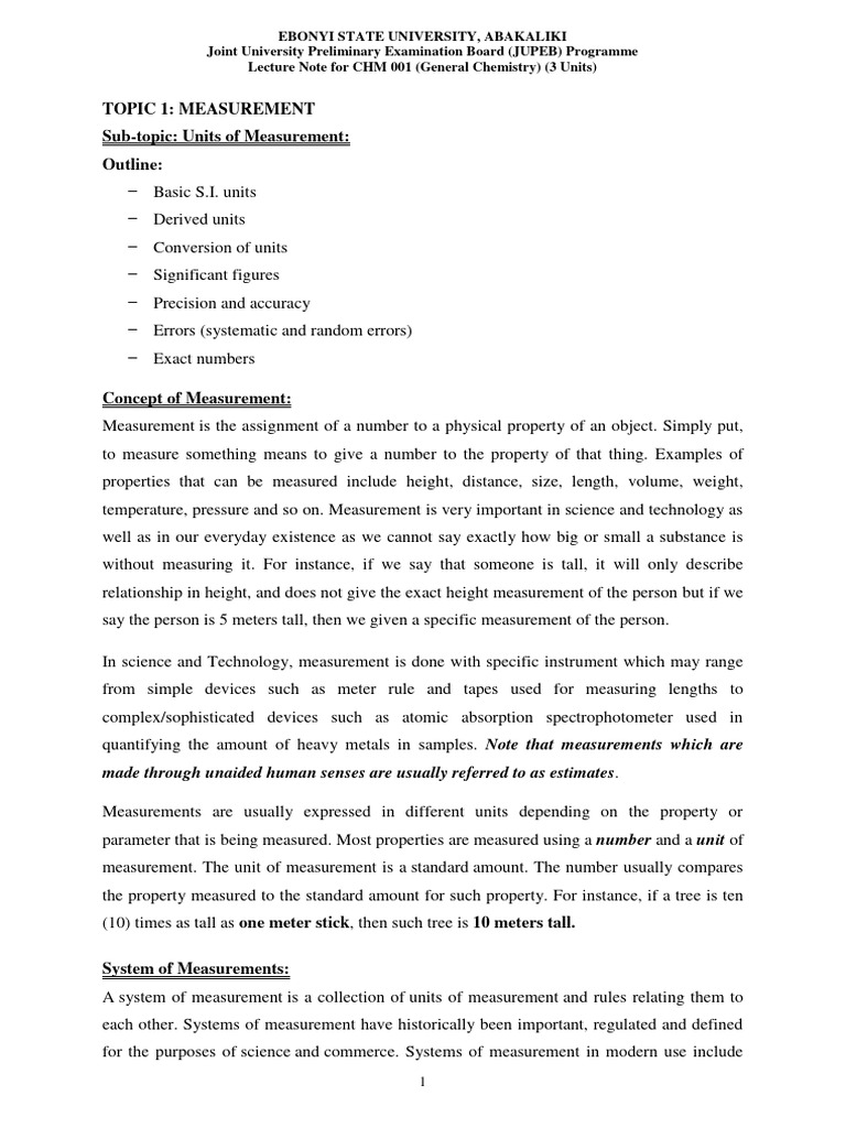 SI Units and Measurement in Chemistry | PDF | Significant Figures ...