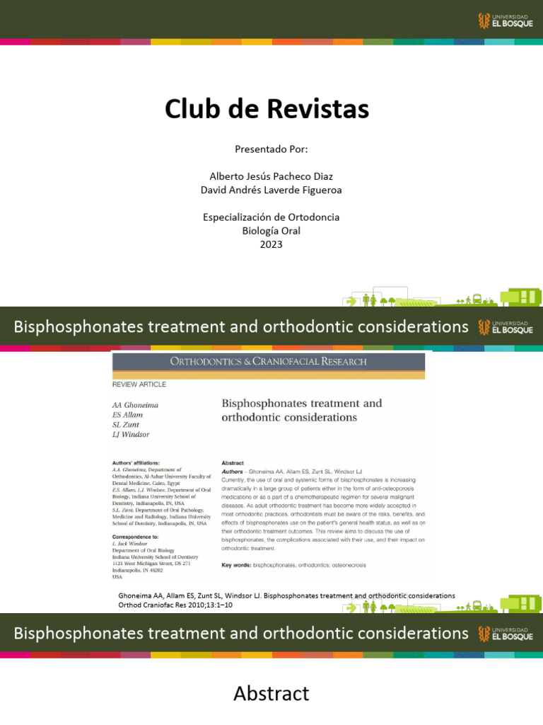 Bisphosphonates Treatment and Orthodontic Considerations PDF