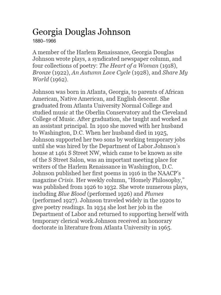 Douglas Johnson Harlem Renaissance Poet PDF