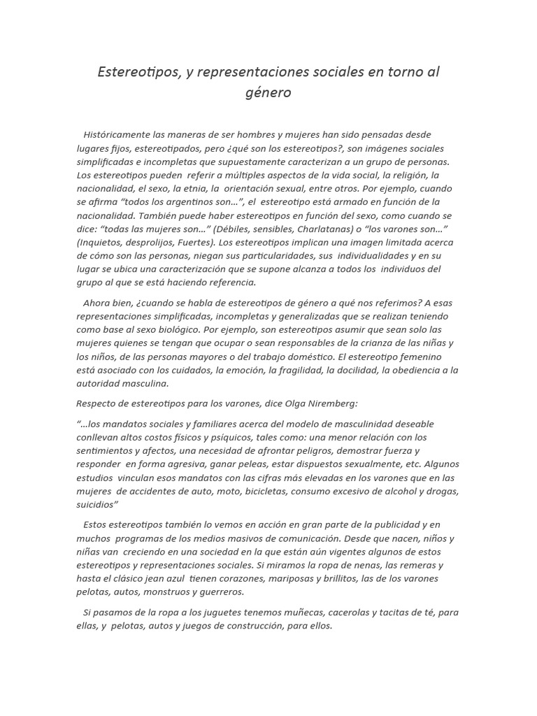 Estereotipos de género y desigualdad social | PDF | Rol de género | Hombre