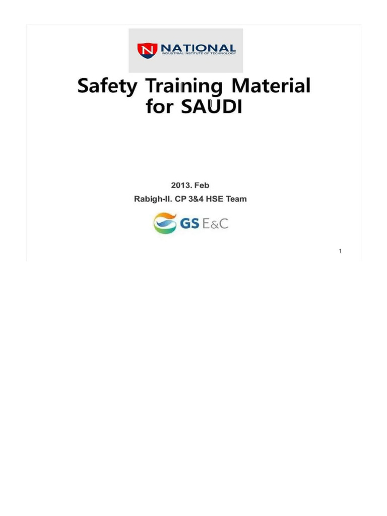 Safety Training Material For Saudi PDF