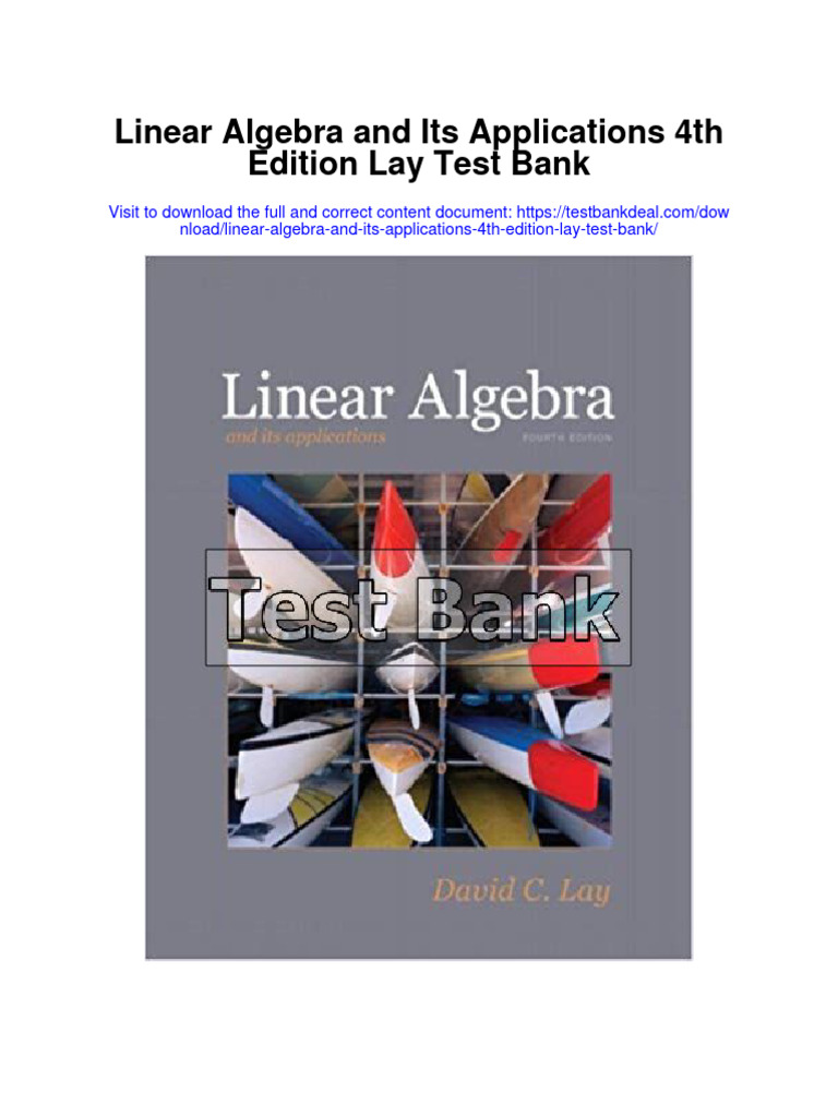 Instant Download Linear Algebra and Its Applications 4th Edition Lay ...