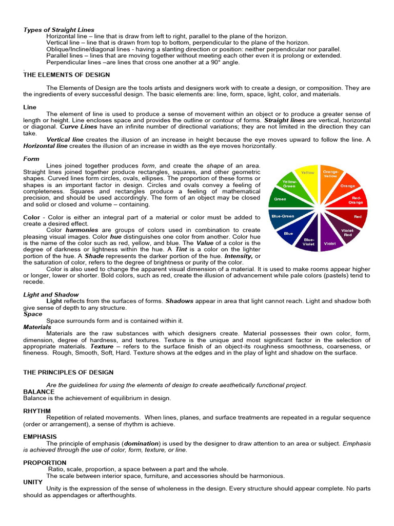 Types of Lines and Design Elements | PDF | Color | Line (Geometry)