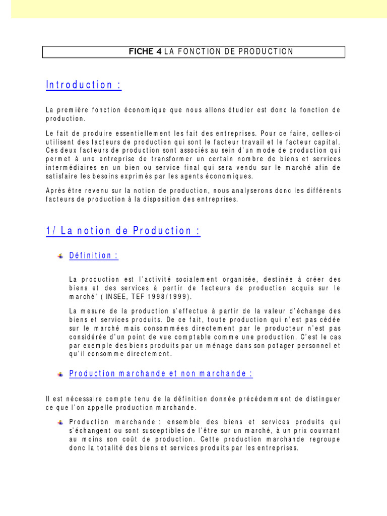 Fonction de Production et Marché | PDF | Produit intérieur brut | Bien ...