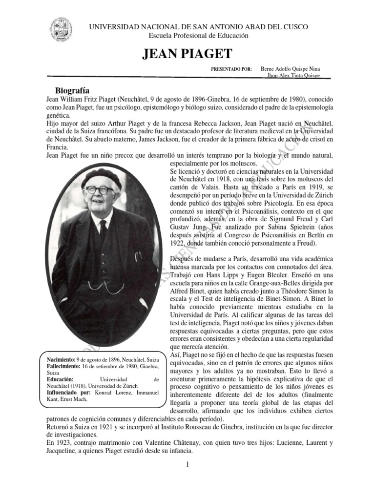 JEAN PIAGET | PDF | Constructivismo (filosofía de la educación ...