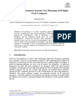 Research On Enterprise Income Tax Planning of H High-Tech Company