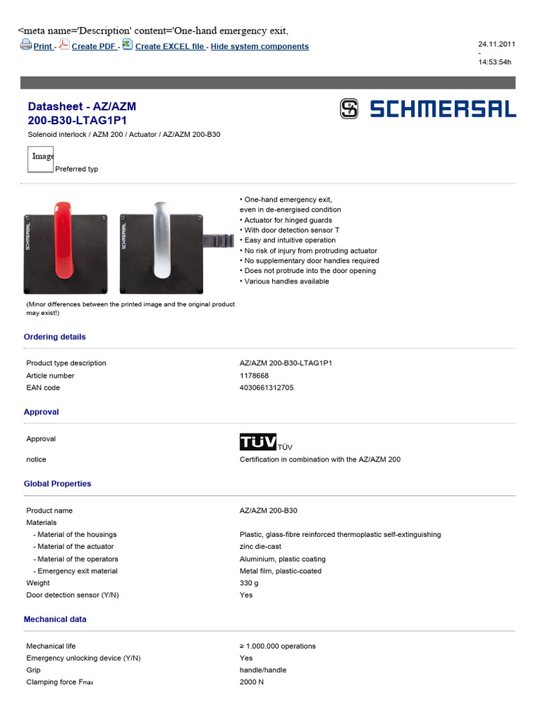 AZ/AZM 200-B30-LTAG1P1 Overview | PDF
