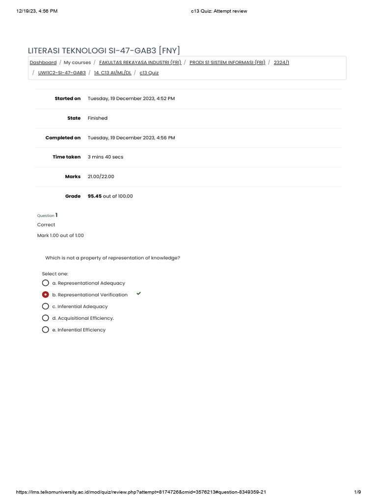 AI Knowledge Assessment Quiz Results | PDF | Mathematical Optimization ...