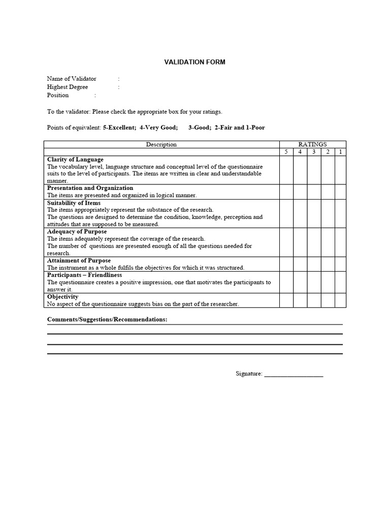 Validation Form | PDF