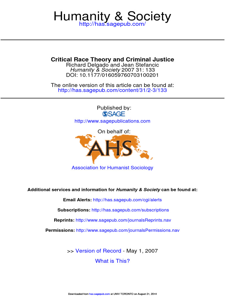 Delgado & Stefancic - Critical Race Theory & Criminal Justice-3 | PDF ...