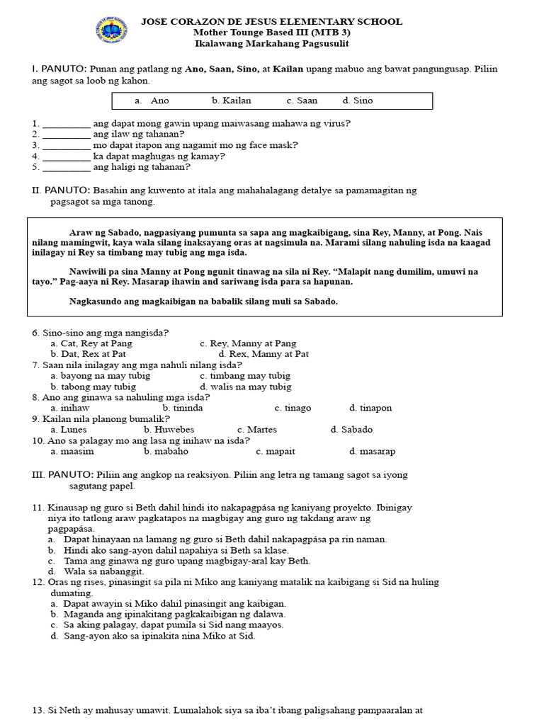 MTB Mle 3 Q2 Periodic Test | PDF