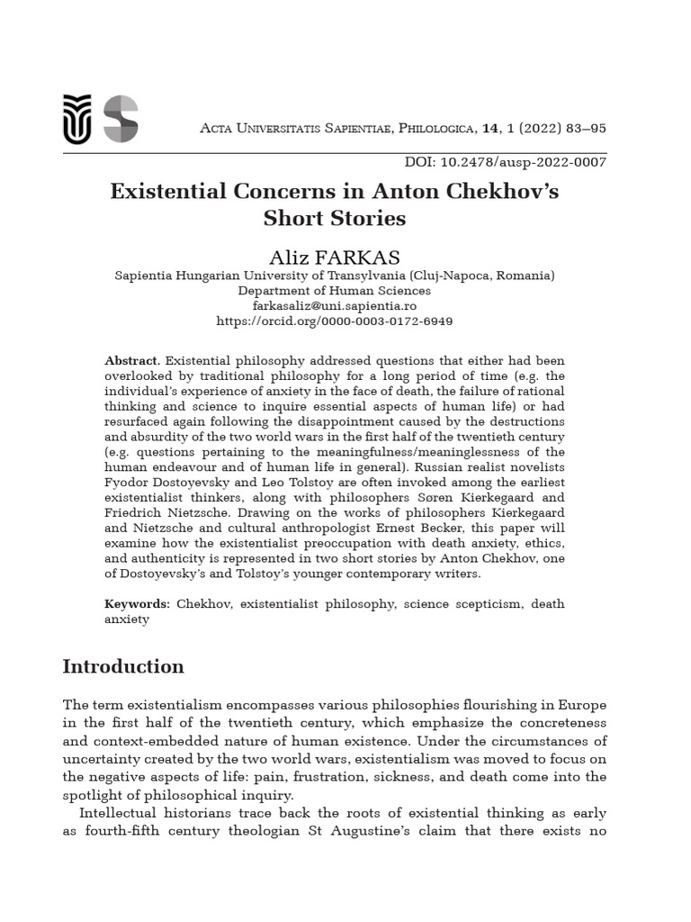 Existential Concerns in Anton Chekhovs Short Stories | PDF | Existentialism