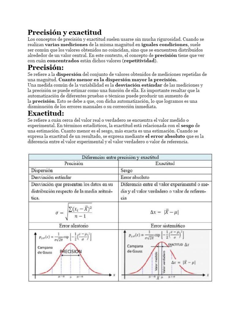 BALANCE DE MATERIA Precisión y Exactitud | PDF | Métodos y materiales ...