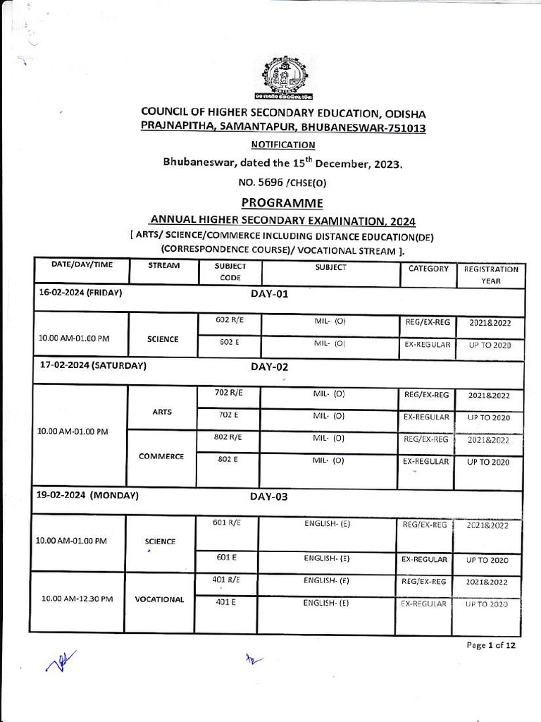 Annual HS Exam Schedule 2024 | PDF | Educational Stages | Schools