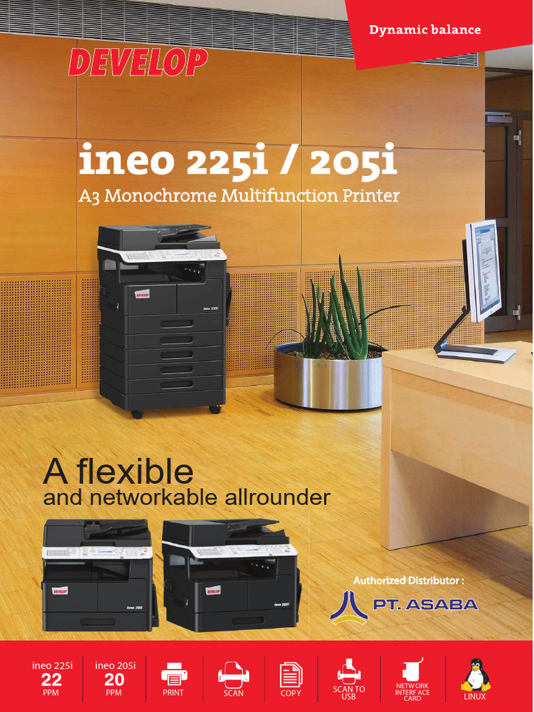 Multifungsi Printer Monokrom ineo 225i/205i | PDF