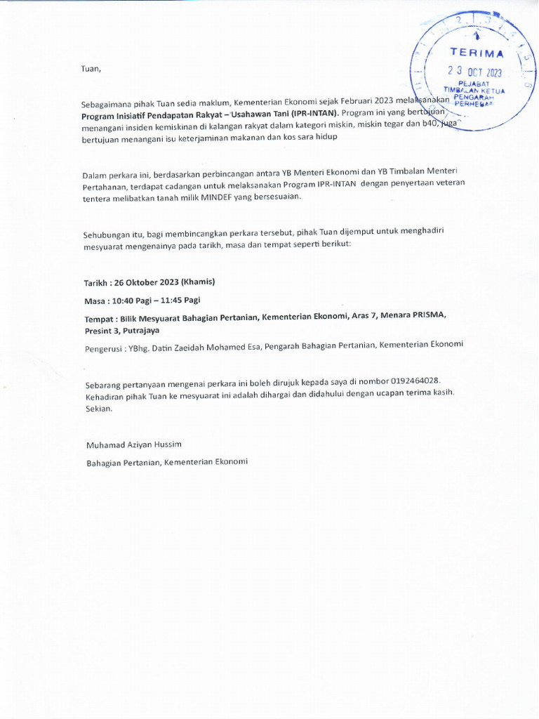 Jemputan Program Inisiatif Pendapatan Rakyat-Usahawan Tani (Ipr-Intan ...