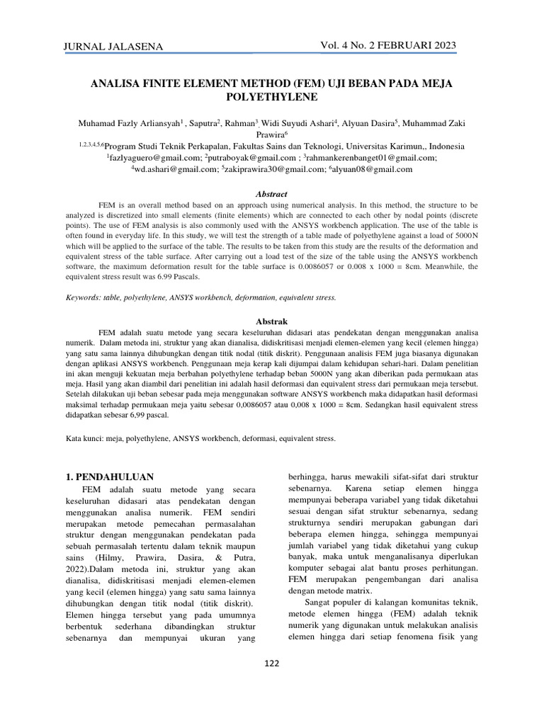 Analisis FEM pada Meja Polyethylene | PDF | Komputer | Teknologi & Rekayasa