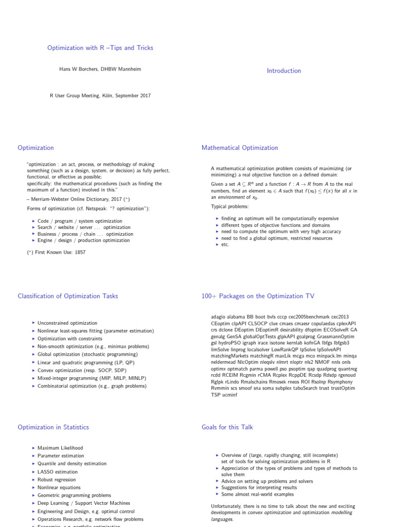 R Optimization Techniques Overview | PDF | Mathematical Optimization ...