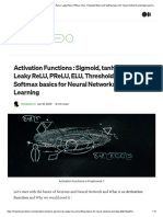 Activation Functions: Sigmoid, Tanh, Relu, Leaky Relu, Prelu, Elu, Threshold Relu and Softmax Basics For Neural Networks and Deep Learning