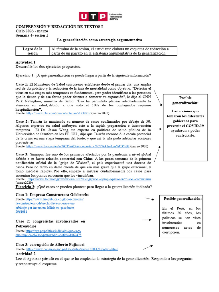 Generalización en Redacción de Textos | PDF