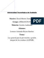 Ley General para La Prevención y Gestión Integral de Los Residuos (LGPGIR)
