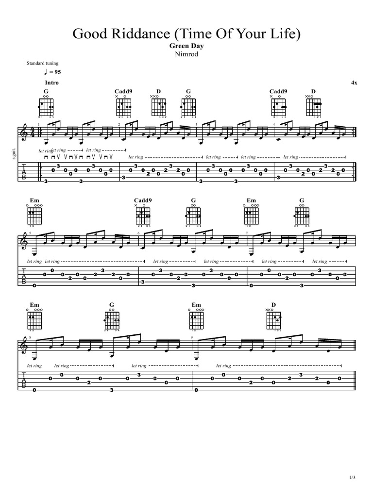 Good Riddance Guitar Chords Tabs Pdf