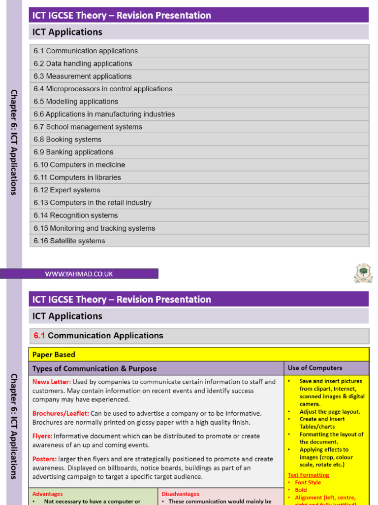 ICT Applications - Yasar Ahmad ICT Website | PDF