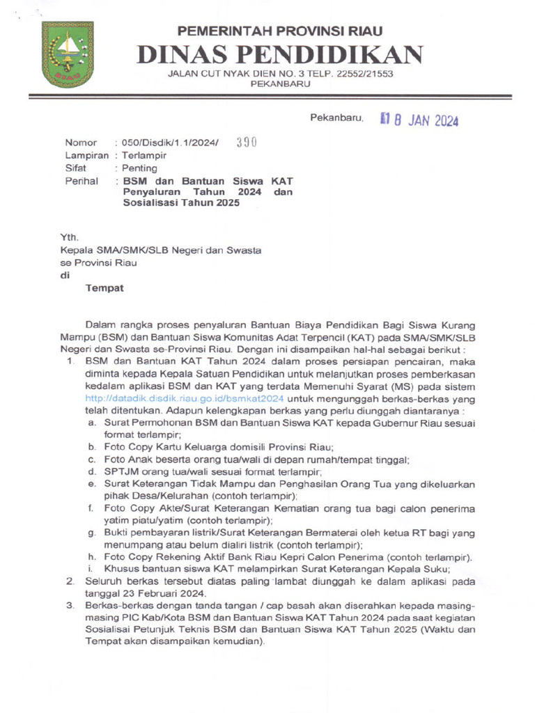 Sosialisasi Bantuan BSM oleh petugas kantor pos