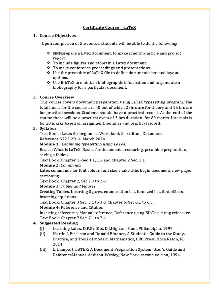 LaTeX Certificate Course Overview | PDF | Computers