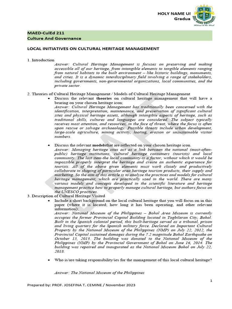 Local Cultural Heritage Management Insights | PDF | Cultural Heritage