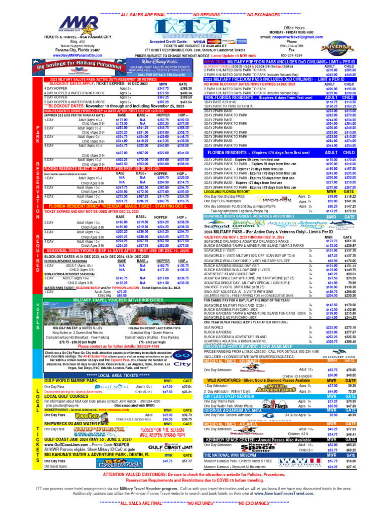2023 Nsapc Itt Price List 11.13.2023 PDF Amusement Park