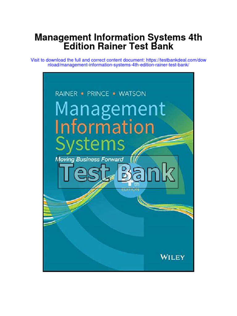Instant Download Management Information Systems 4th Edition Rainer Test ...