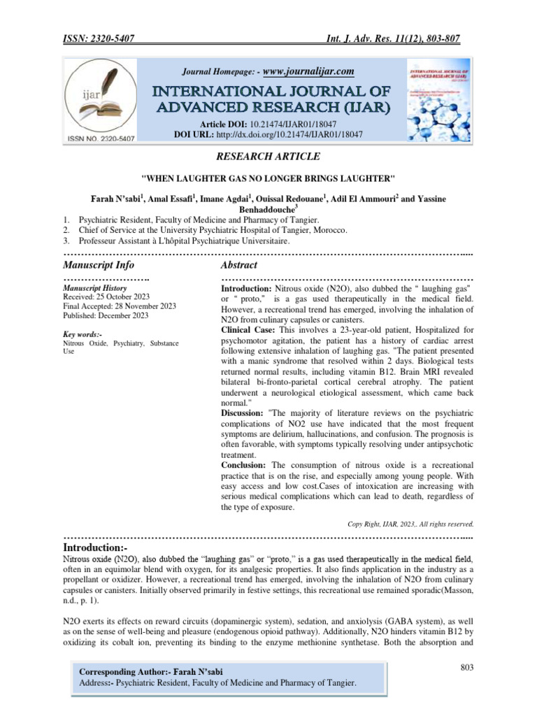 Risks of Recreational Nitrous Oxide Use | PDF | Nitrous Oxide ...