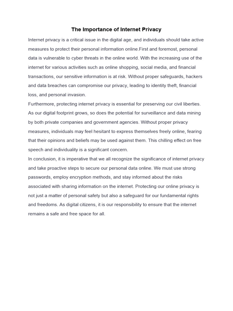 The Importance of Internet Privacy | PDF
