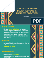 Lesson 6 (THE INFLUENCE OF BELIEF SYSTEMS IN BUSINESS PRACTICES)